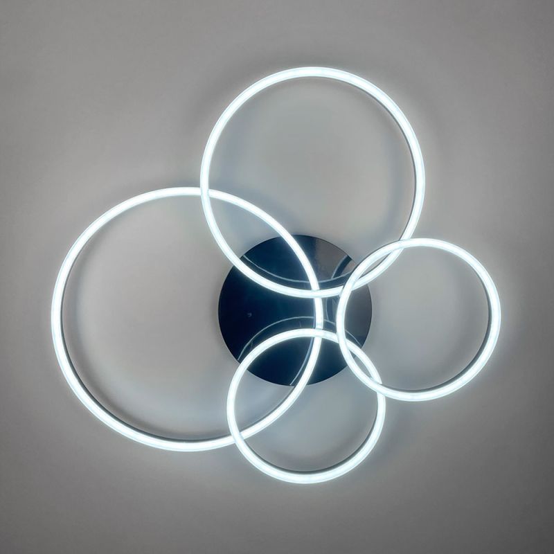 Сучасний LED світильник на 4 кільця у чорному корпусі