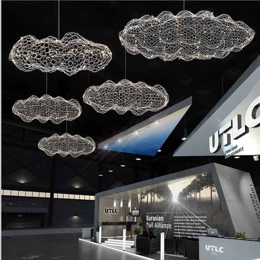 Декоративна люстра-хмаринка LED CLOUD у срібному корпусі 80х45 см