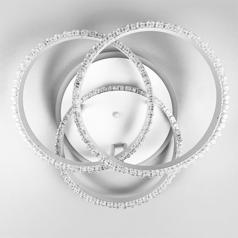 LED світильник білий на 3 кільця з хромованою смужкою d30 см