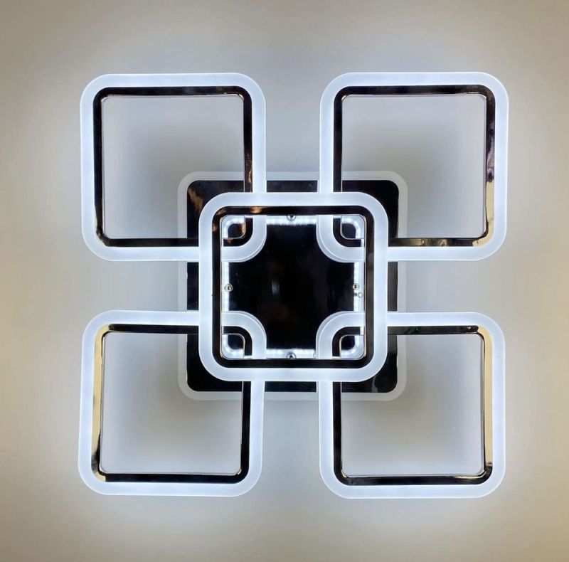 Стельова люстра LED на 4+1 ріжки квадратної форми