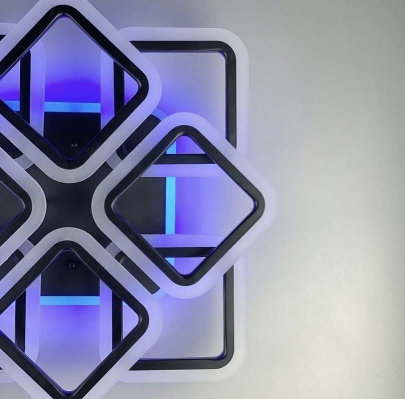 LED люстра на 4+4 ріжки квадратної форми