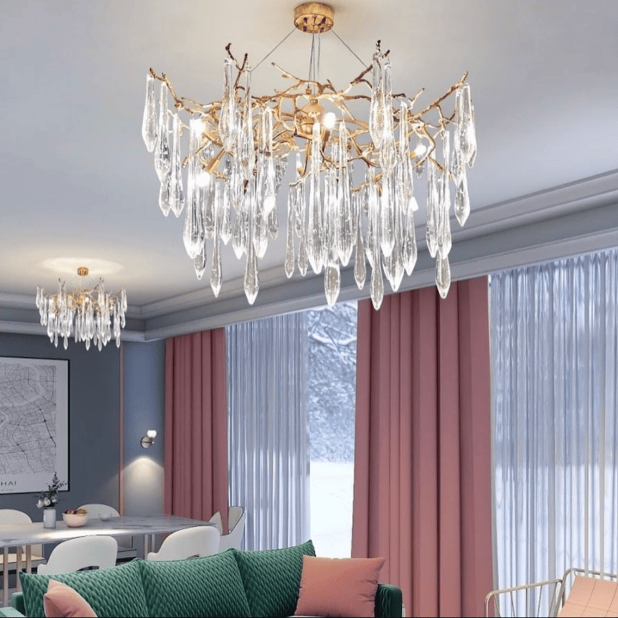 Кругла люстра Empire Aqua в золотистому корпусі Ø 60 см