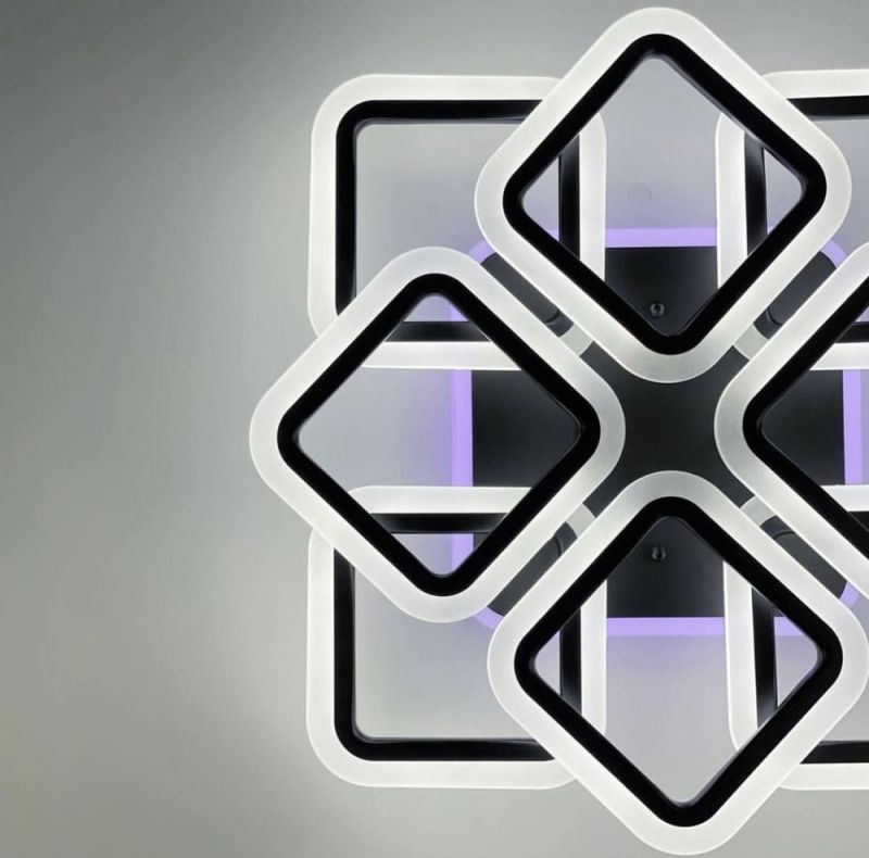 LED люстра на 4+4 ріжки квадратної форми