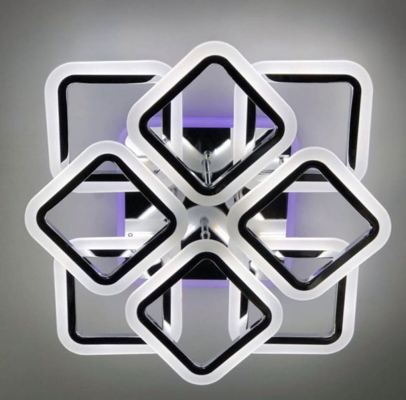 LED люстра на 4+4 ріжки квадратної форми