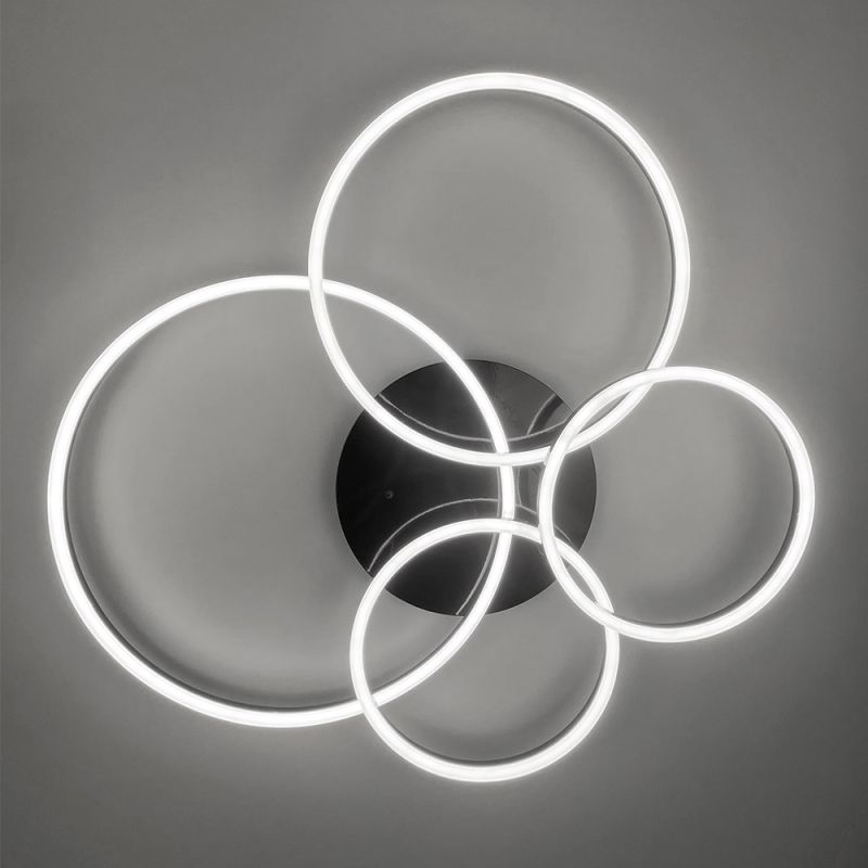 Сучасний LED світильник на 4 кільця у чорному корпусі