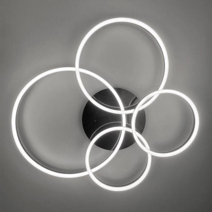 Сучасний LED світильник на 4 кільця у чорному корпусі