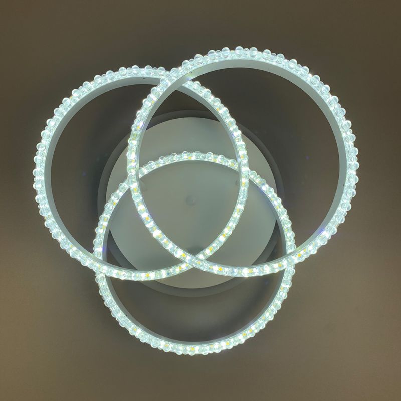 LED світильник білий на 3 кільця з хромованою смужкою d30 см