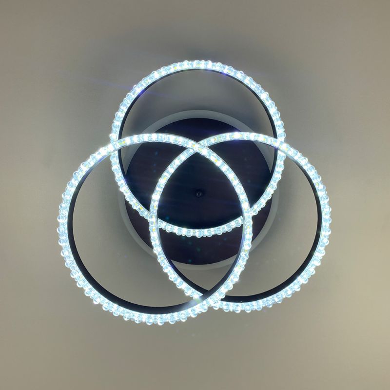 LED світильник coffee на 3 кільця з хромованою смужкою d30 см