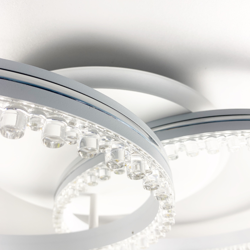 LED люстра на 2 кільця білого кольору з фурнітурою хром