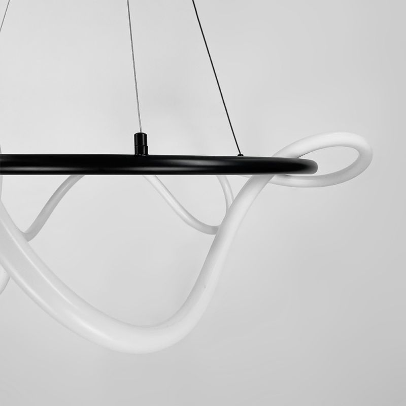 Кільцева чорна люстра з гнучкою LED стрічкою Ø105 см (кільце 80 см)