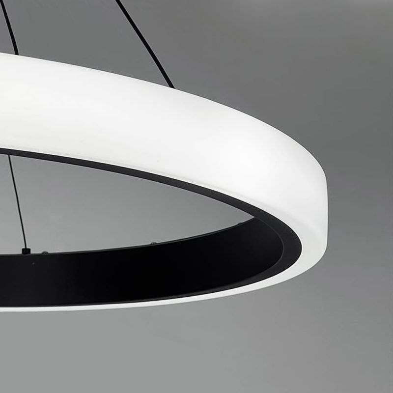 LED люстра підвісна в кільцевому чорному корпусі Ø 70 см