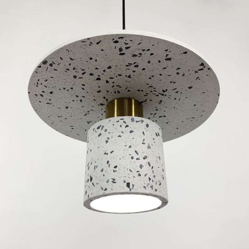 Підвіс Terrazzo Cylinder із білим бетонним плафоном 30 см в стилі Ар-деко