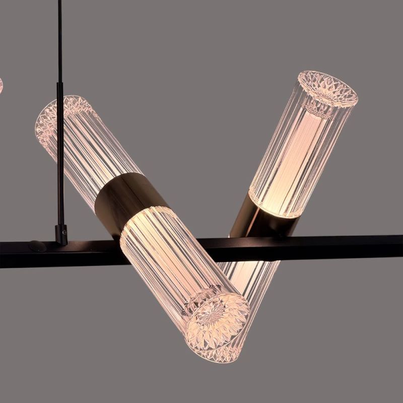 Видовжена Led люстра із 12 плафонами у чорному корпусі 120 см