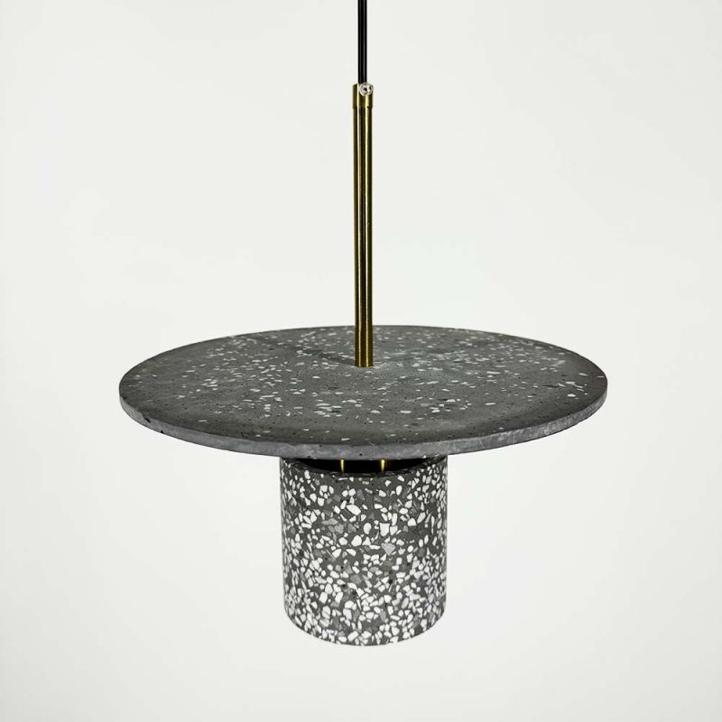 Підвіс Terrazzo Cylinder із сірим бетонним плафоном 30 см в стилі Ар-деко