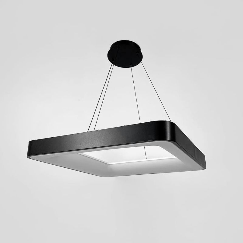 LED люстра підвісна в чорному квадратному корпусі 58х58х6,5 см