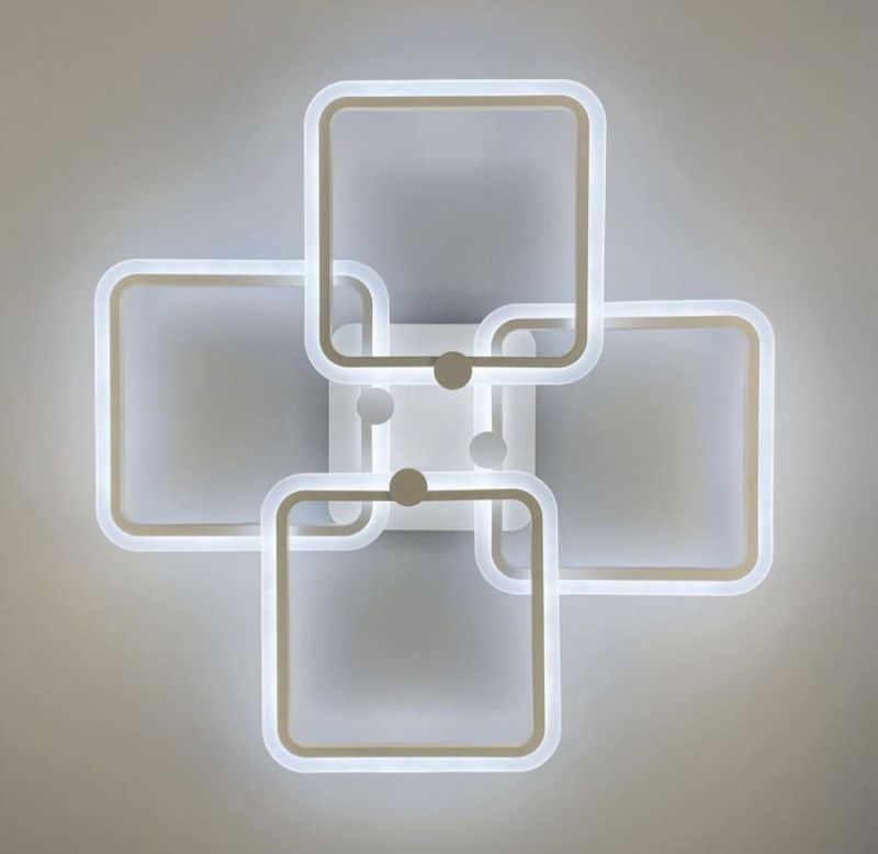 Світлодіона LED люстра на 4 ріжки квадратної форми