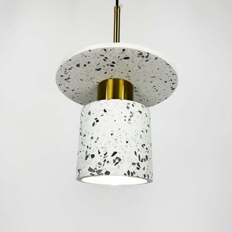 Підвіс Terrazzo Cylinder із білим бетонним плафоном 20 см в стилі Ар-деко