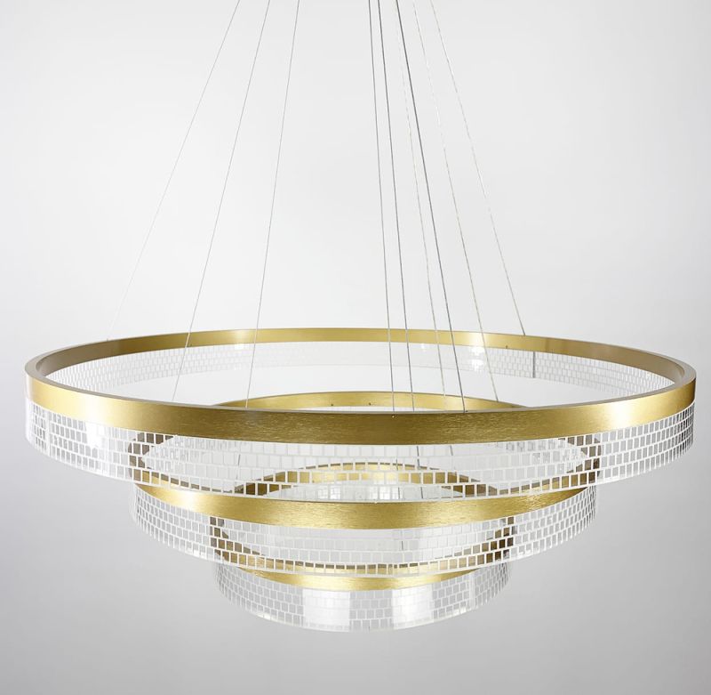 Дизайнерська золота LED люстра на 3 кільця