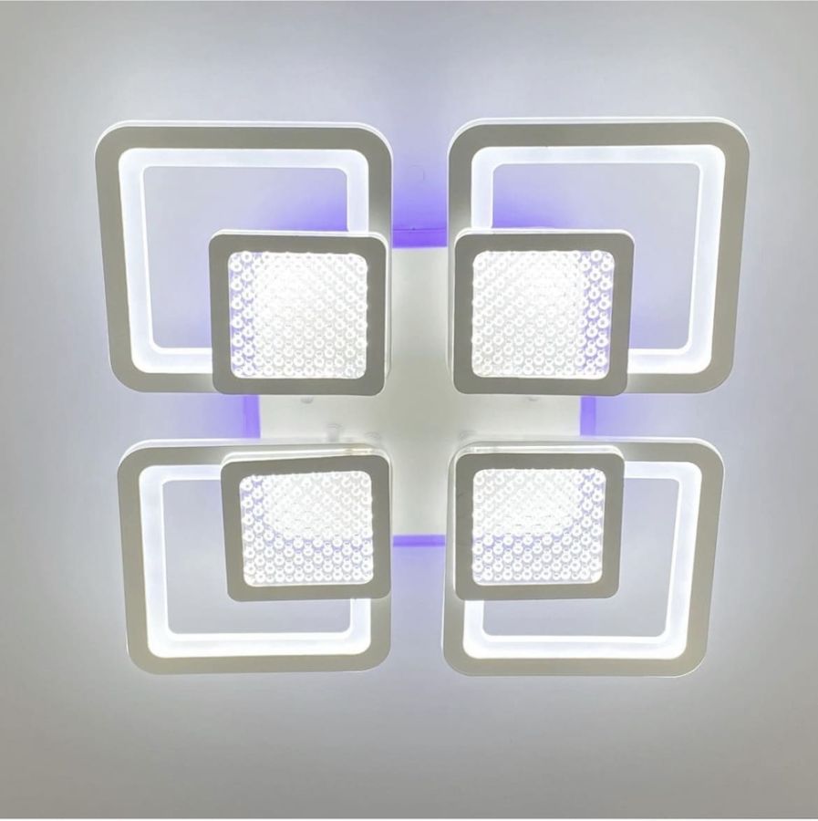 Люстра LED на 4+4 квадрати в білому кольорі
