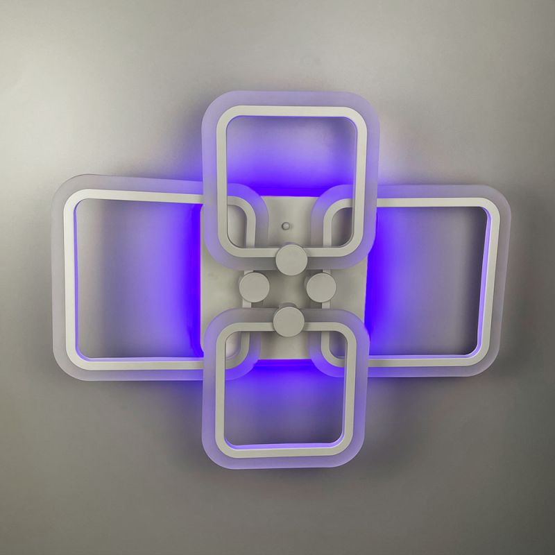 Біла LED люстра на 2+2 ріжки квадратної форми