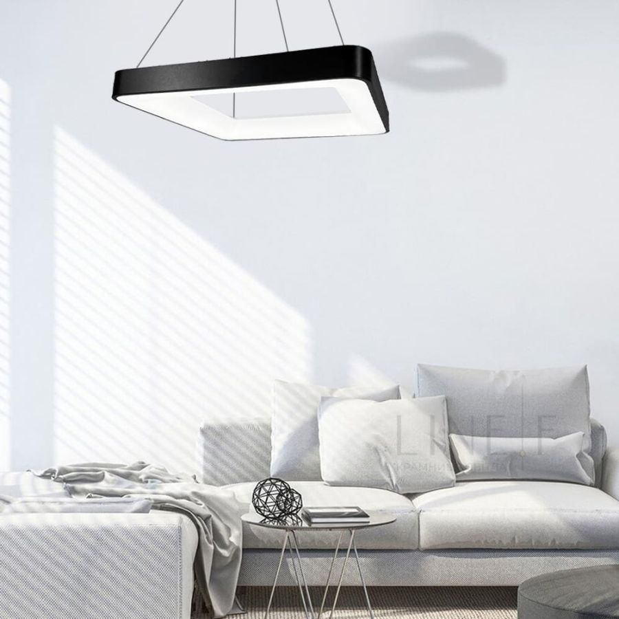 LED люстра підвісна в чорному квадратному корпусі 58х58х6,5 см