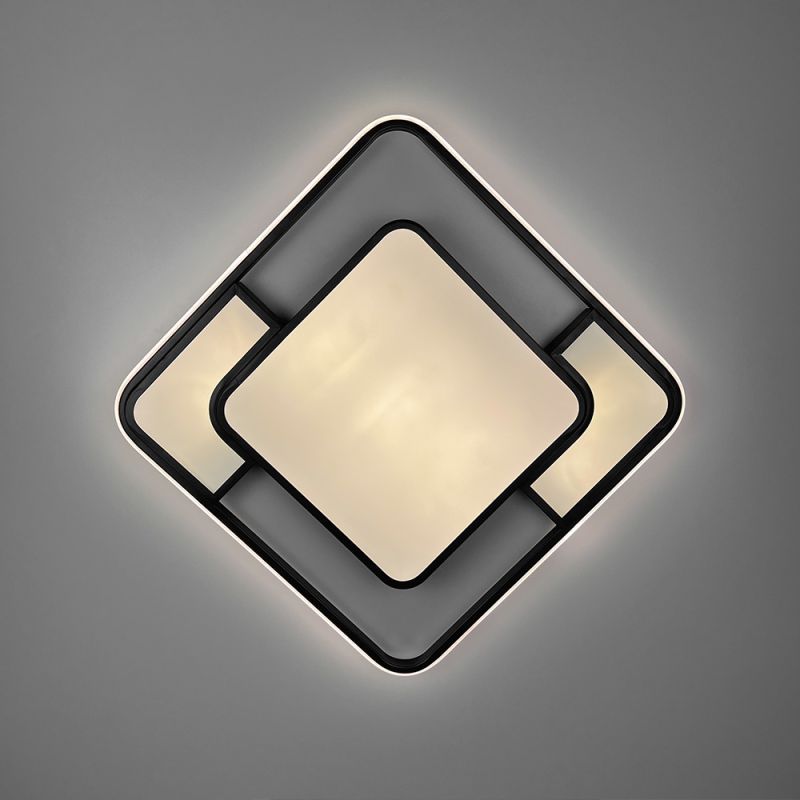 Сучасний LED-світильник у чорному квадратному корпусі 65х65 см
