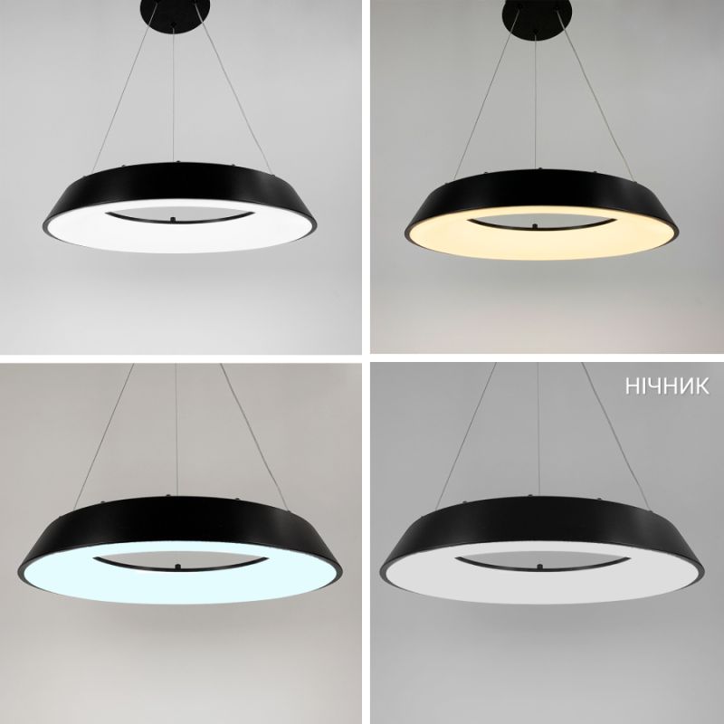 LED світильник круглий підвісний у чорному корпусі