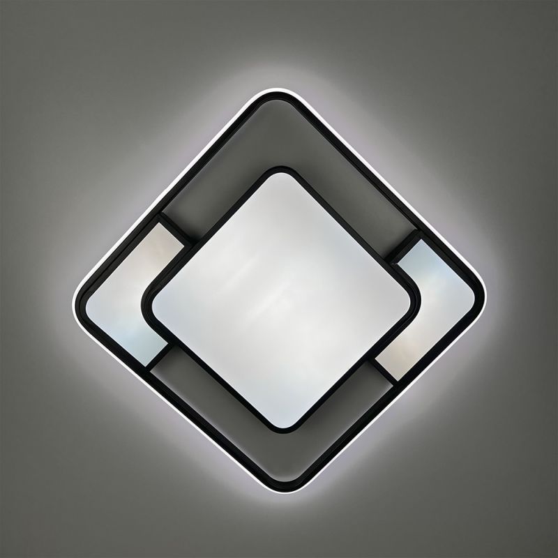 Сучасний LED-світильник у чорному квадратному корпусі 65х65 см