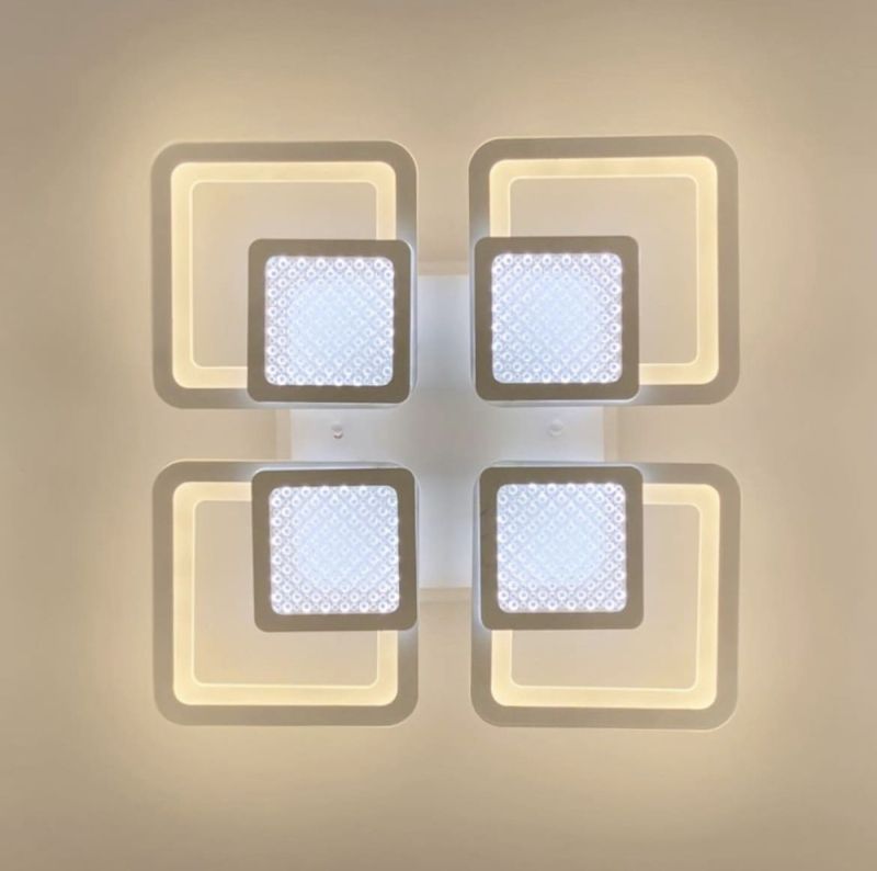 Люстра LED на 4+4 квадрати в білому кольорі