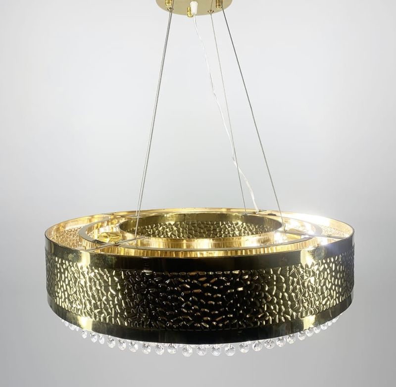 Неймовірна дизайнерська люстра у золотому каркасі із кришталиками Ø 80 см