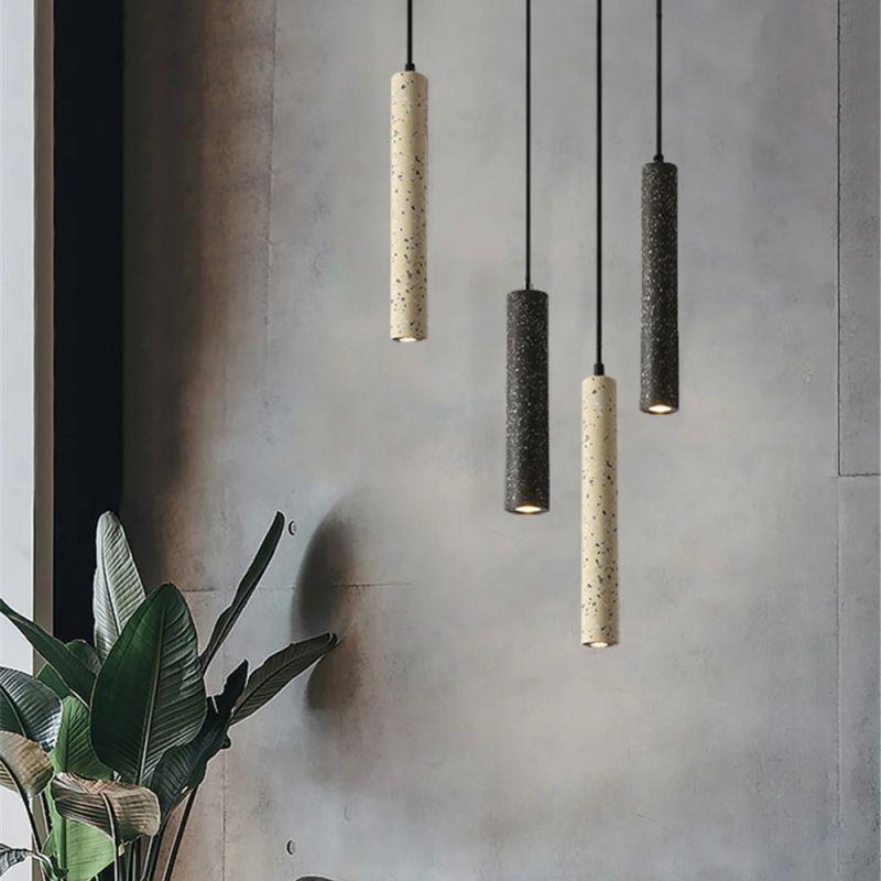 Підвіс Terrazzo Cylinder Long із білим бетонним плафоном 30х6 см 