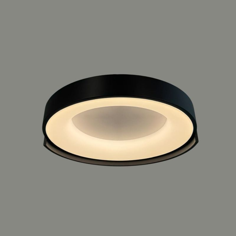 Стельовий LED-світильник у чорному корпусі на три режими Ø50х12 см