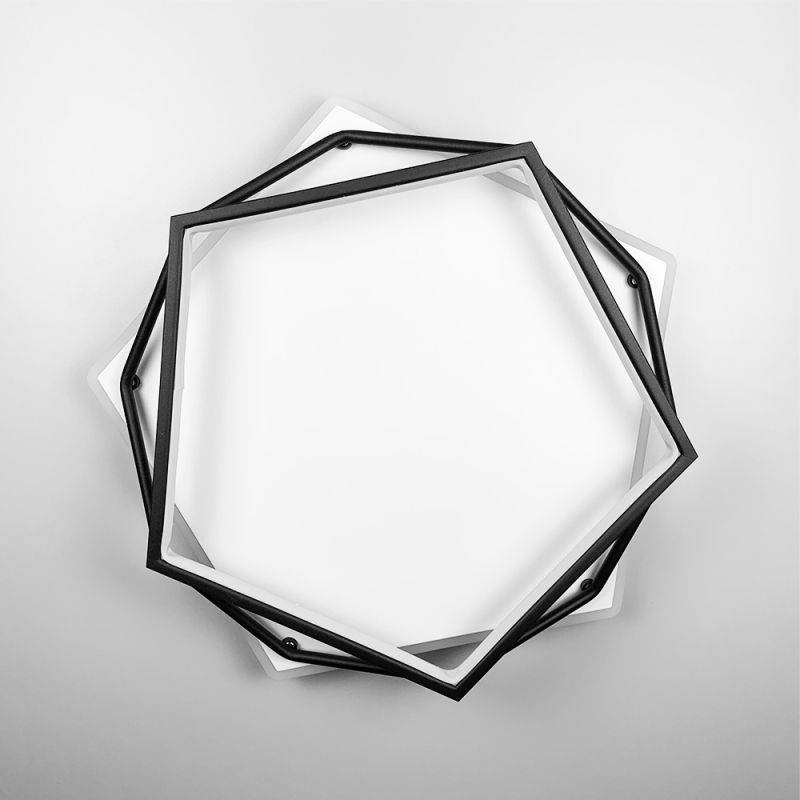 Стельовий світильник Pentagon у чорно-білому каркасі
