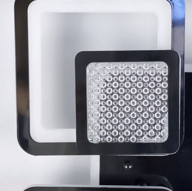LED люстра на 4+4 квадрати в чорному кольорі