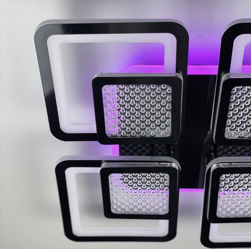 LED люстра на 4+4 квадрати в чорному кольорі