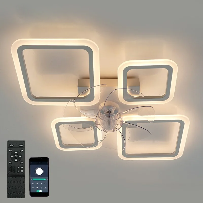 Люстра-вентилятор світлодіодна на пульті FAN OVAL 70 Вт + 18 Вт біла