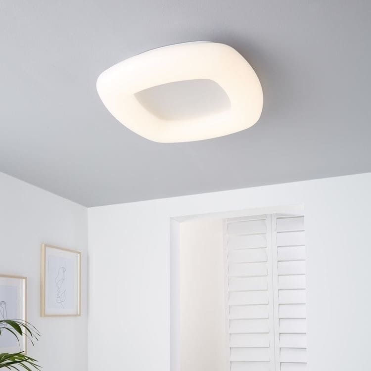 Стельовий LED світильник Schuller із білою основою 47×47 см