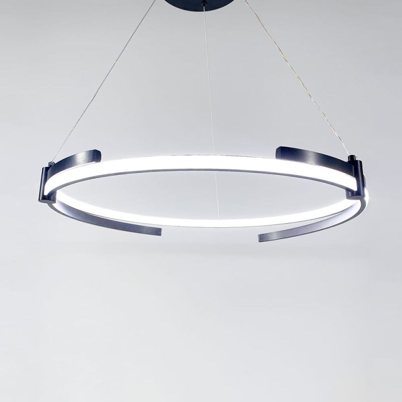 LED люстра у чорному кільцевому каркасі Ø 60 см