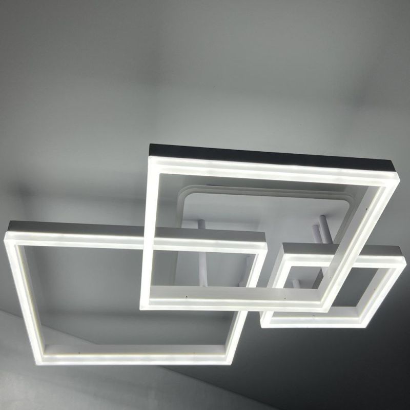 Стельова з пультом світлодіодна люстра GENNY SQUARE RGB 105W 4S біла