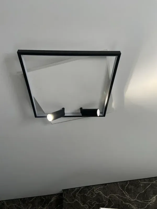 Люстра світлодіодна чорно-біла з пультом та 2 спотами GEOMETRIA 100W 2S