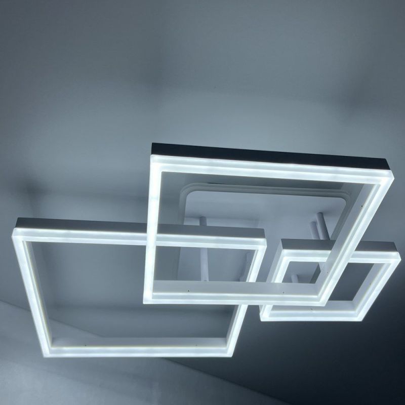 Стельова з пультом світлодіодна люстра GENNY SQUARE RGB 105W 4S біла