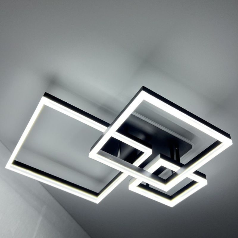 Стельова з пультом світлодіодна люстра GENNY SQUARE RGB 105W 4S чорна