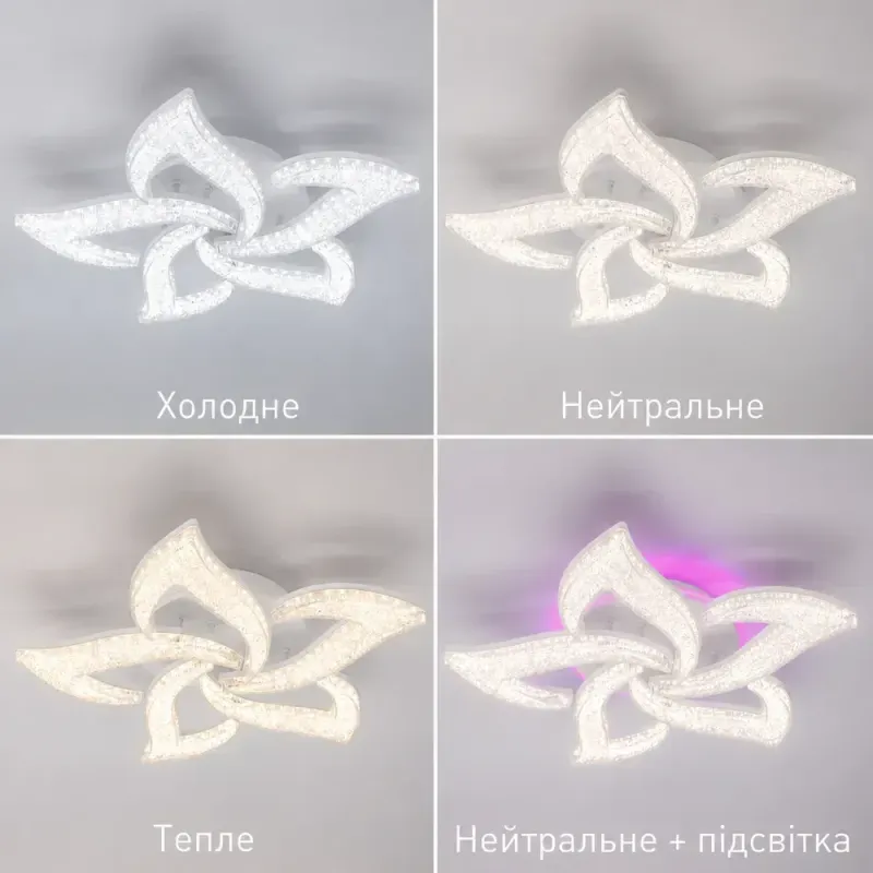Люстра стельова світлодіодна біла з пультом RGB ELLA 65W Ø 52 см
