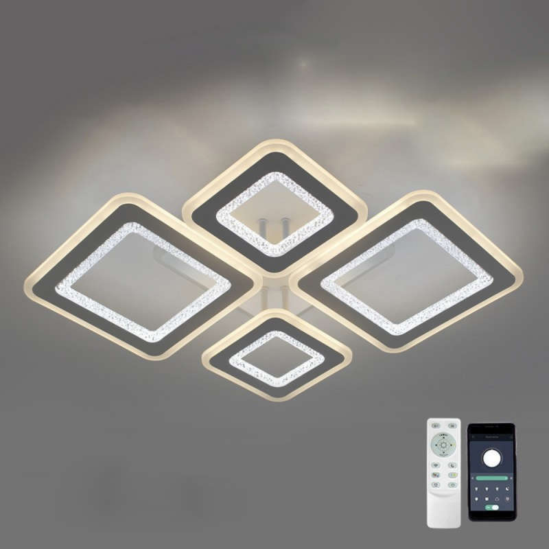 Люстра світлодіодна з пультом та додатком для телефону OVAL DOUBLE RGB 104+20W 5S біла