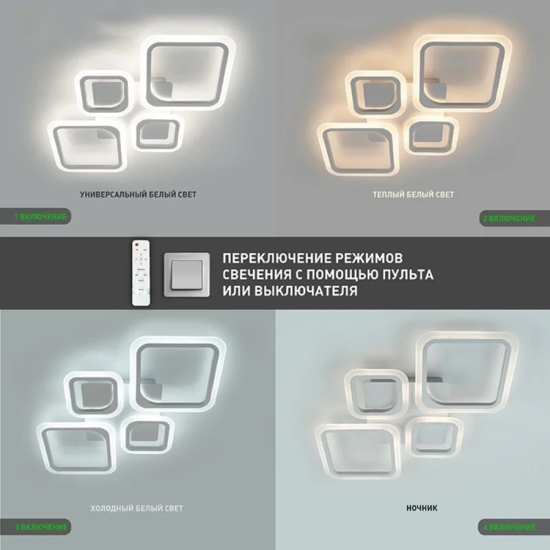 Люстра світлодіодна з пультом OVAL 80W 4S біла