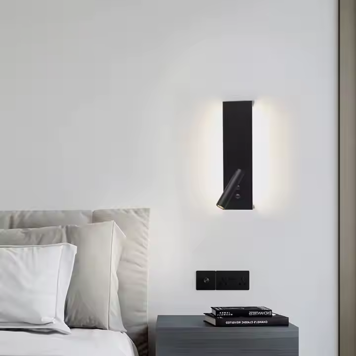 LED настінний світильник BITRIX-W USB+TYPE-C 15W Ø 30*14 см чорний з вимикачем на корпусі