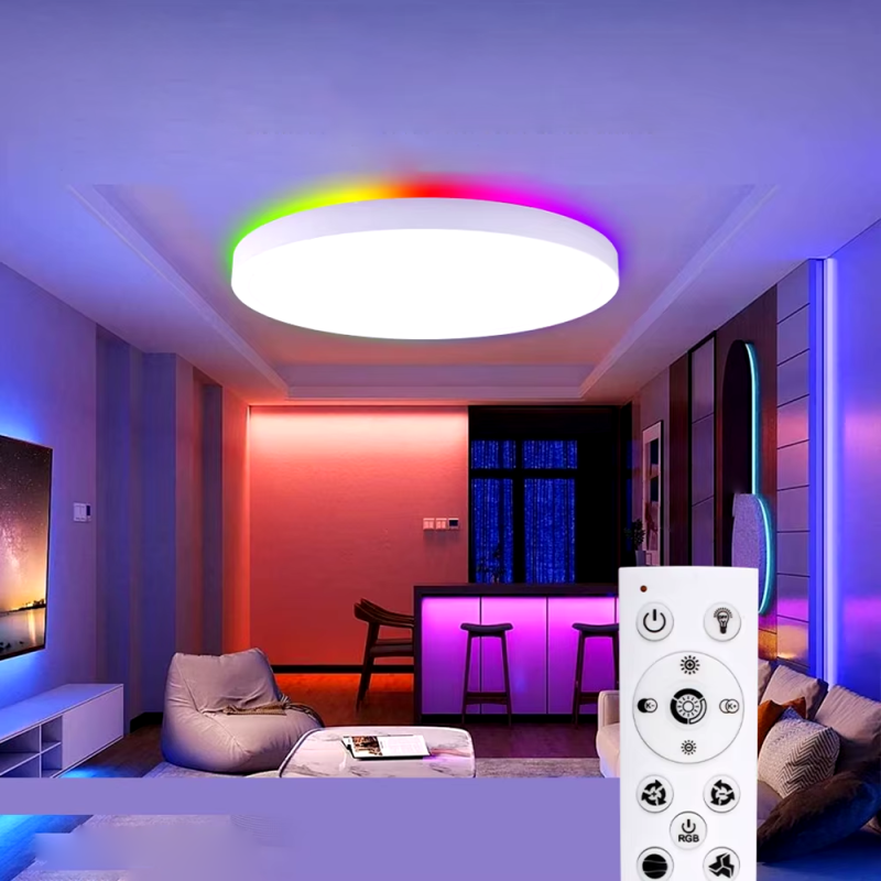 LED світильник стельовий MILLENNIUM RGB підсвідка білий круг 48W з пультом