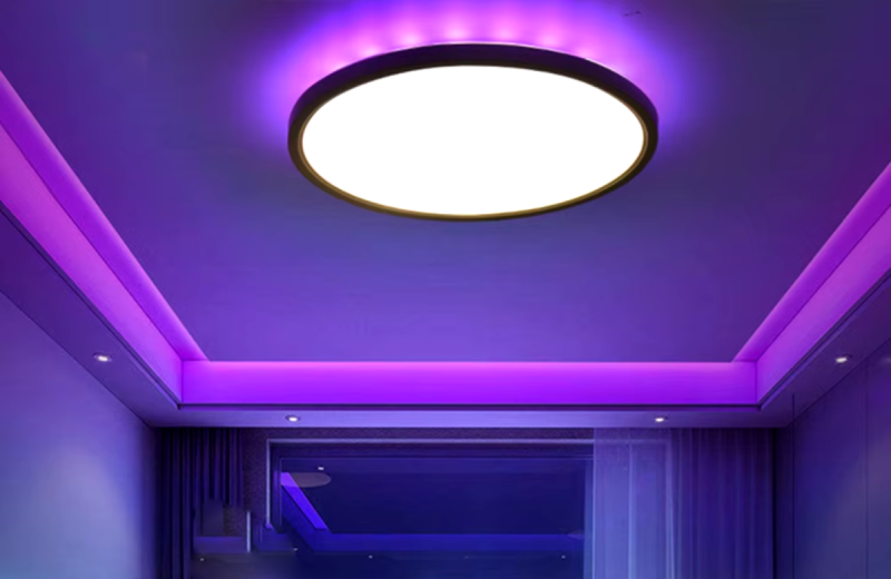 LED світильник стельовий MILLENNIUM RGB підсвідка чорний круг 48W з пультом