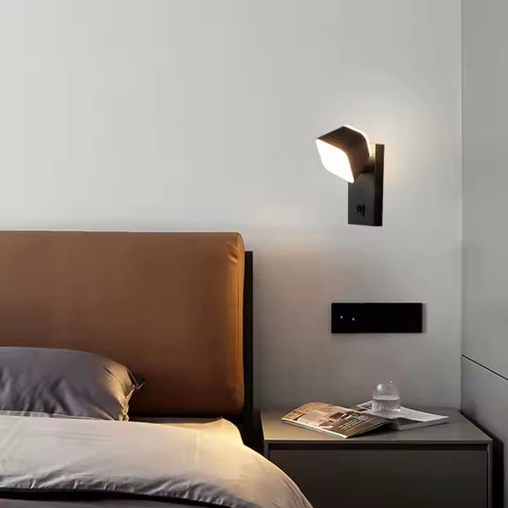 LED настінний світильник CROCUS-S 8W 4200K IP20 чорний з вимикачем на корпусі