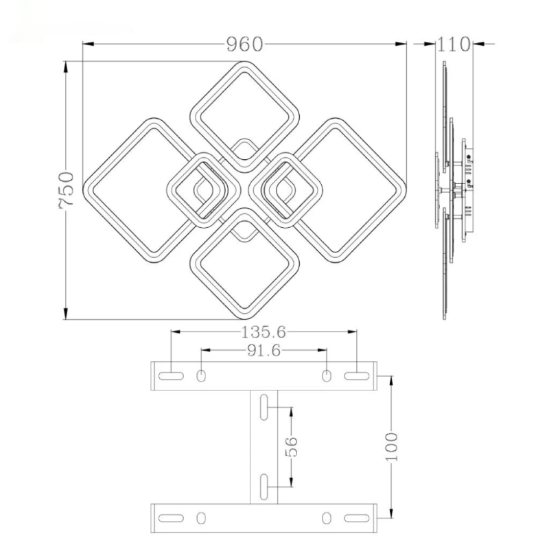 Люстра світлодіодна з пультом та додатком для телефону OVAL ICE RGB 120W